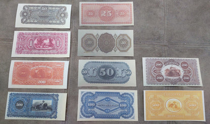 Réimpression sur papier avec filigrane Billets de banque brésiliens de Nice 1866 - 1891. LIVRAISON GRATUITE !