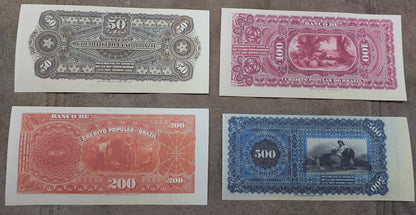Réimpression sur papier avec filigrane Billets de banque brésiliens de Nice 1866 - 1891. LIVRAISON GRATUITE !