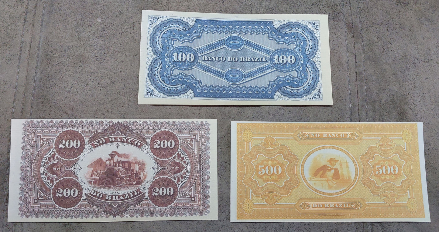 Reprint on paper with W/M Nice Brazil banknotes 1866 - 1891 y.  FREE SHIPPING !
