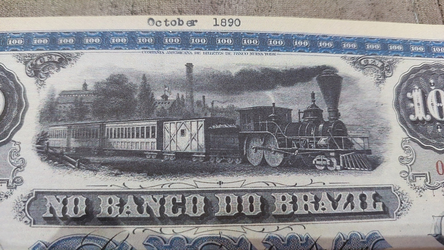 Reprint on paper with W/M Nice Brazil banknotes 1866 - 1891 y.  FREE SHIPPING !