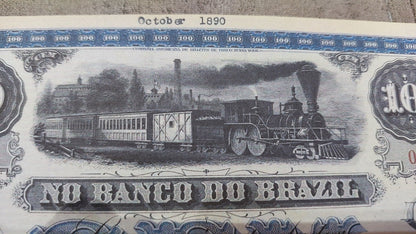 Réimpression sur papier avec filigrane Billets de banque brésiliens de Nice 1866 - 1891. LIVRAISON GRATUITE !