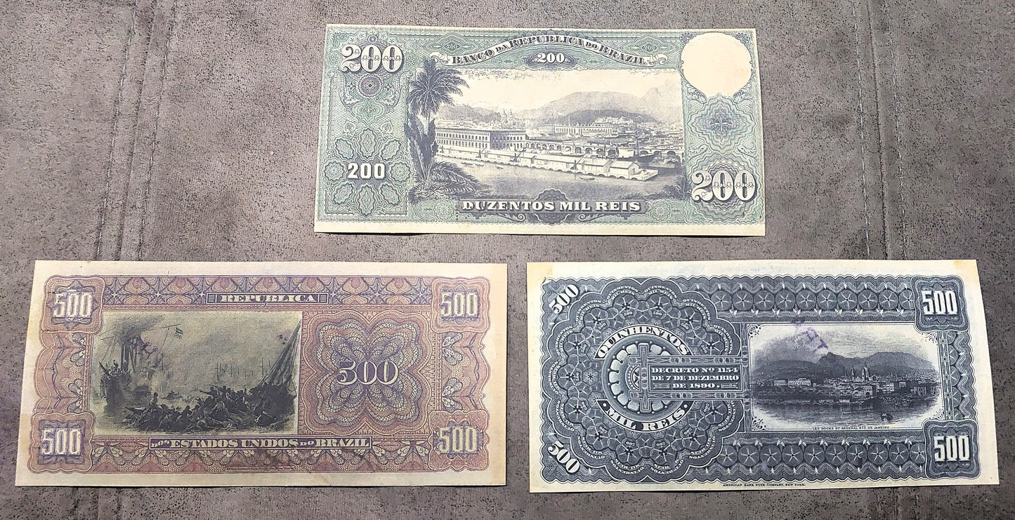 Reprint on paper with W/M Nice Brazil banknotes 1890 - 1891 y.  FREE SHIPPING !