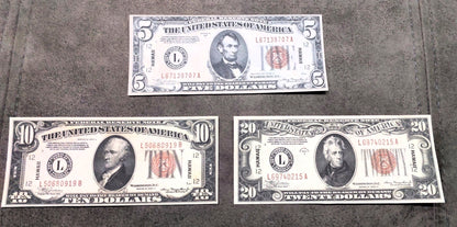 Réimpression sur papier avec filigrane Billets des États-Unis 1934-1935 LIVRAISON GRATUITE