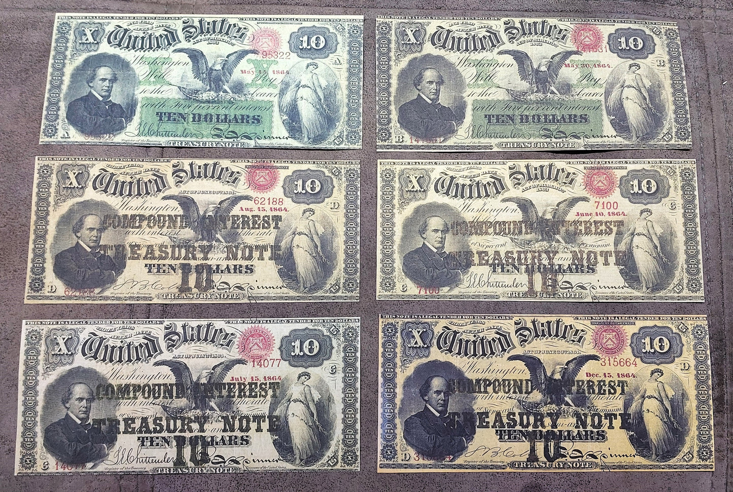 Reprint on paper with W/M United States 1863-1865 y. TREASURY NOTE FREE SHIPPING