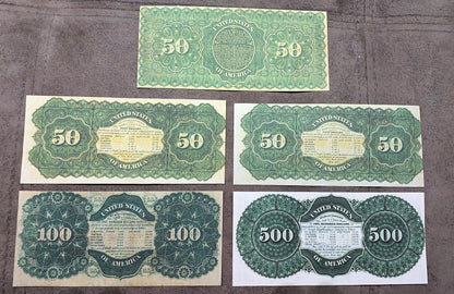 Reprint on paper with W/M United States 1863-1865 y. TREASURY NOTE FREE SHIPPING