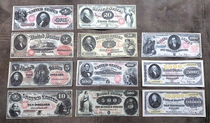 Réimpression sur papier avec filigrane Billets de banque des États-Unis 1878. LIVRAISON GRATUITE !