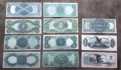 Réimpression sur papier avec filigrane Billets de banque des États-Unis 1878. LIVRAISON GRATUITE !