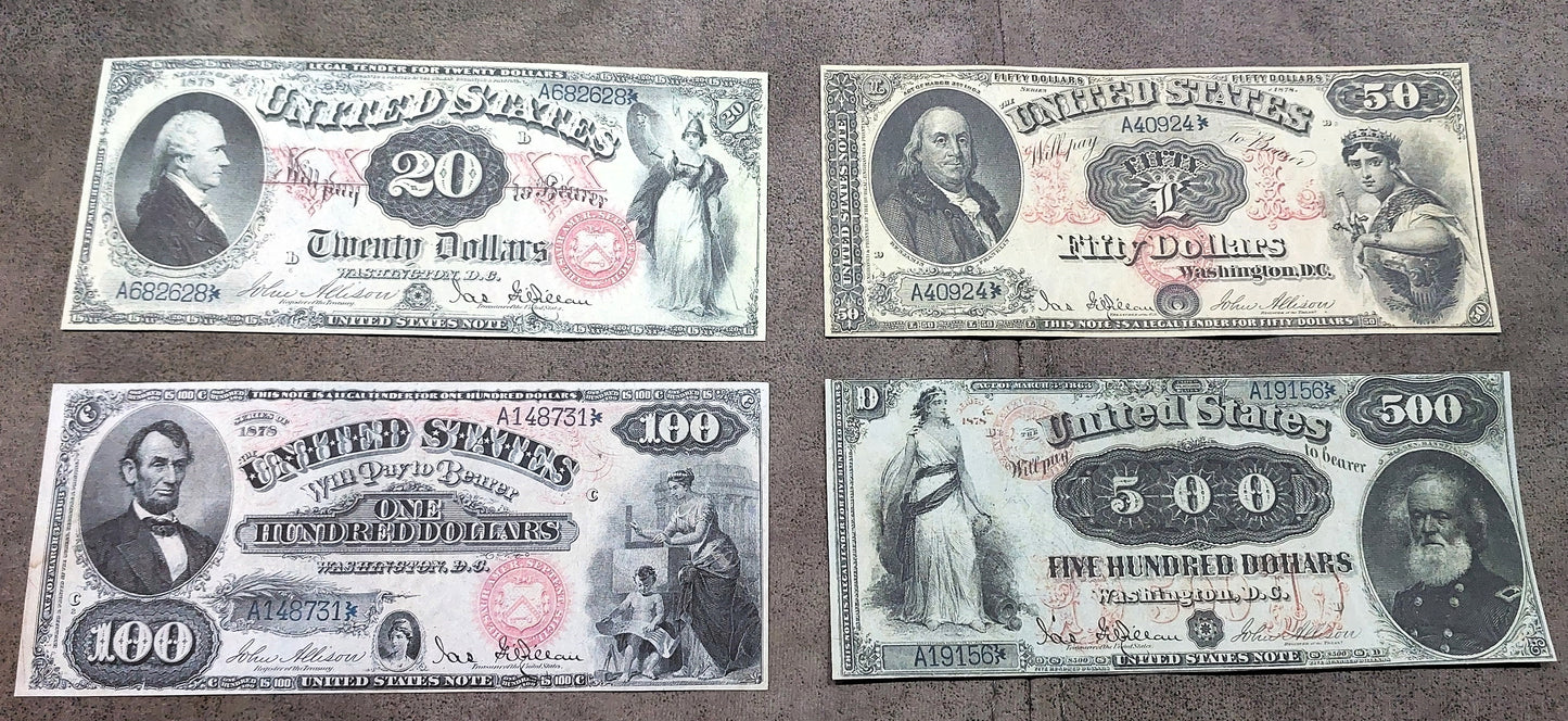 Reprint on paper with W/M United States banknotes 1878 y. FREE SHIPPING!