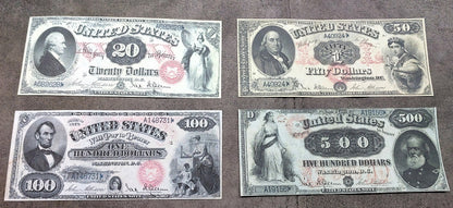 Réimpression sur papier avec filigrane Billets de banque des États-Unis 1878. LIVRAISON GRATUITE !
