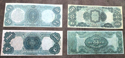 Réimpression sur papier avec filigrane Billets de banque des États-Unis 1878. LIVRAISON GRATUITE !
