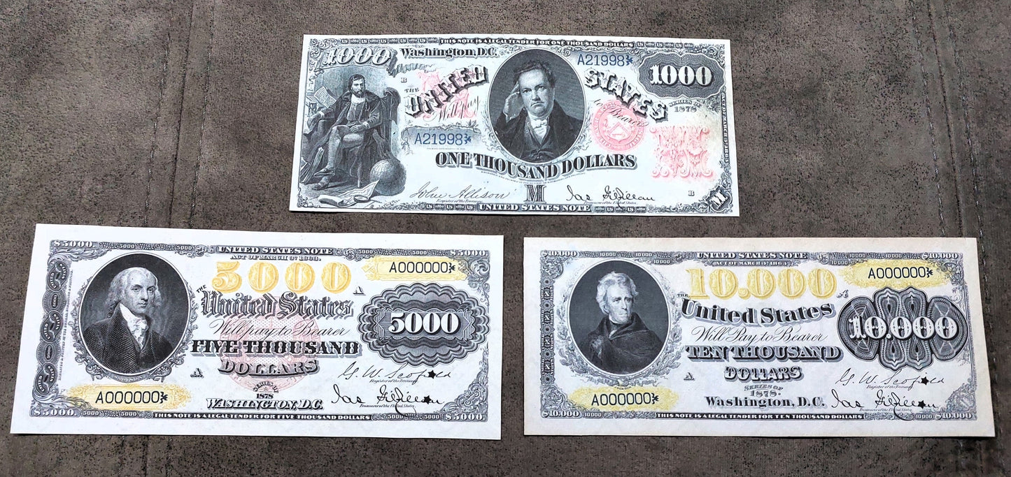 Reprint on paper with W/M United States banknotes 1878 y. FREE SHIPPING!