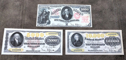 Réimpression sur papier avec filigrane Billets de banque des États-Unis 1878. LIVRAISON GRATUITE !