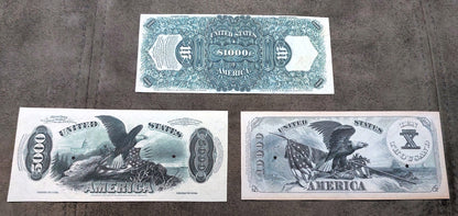 Réimpression sur papier avec filigrane Billets de banque des États-Unis 1878. LIVRAISON GRATUITE !