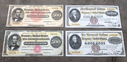Réimpression sur papier avec filigrane États-Unis 1882 Toutes les pièces d'un dollar en or LIVRAISON GRATUITE