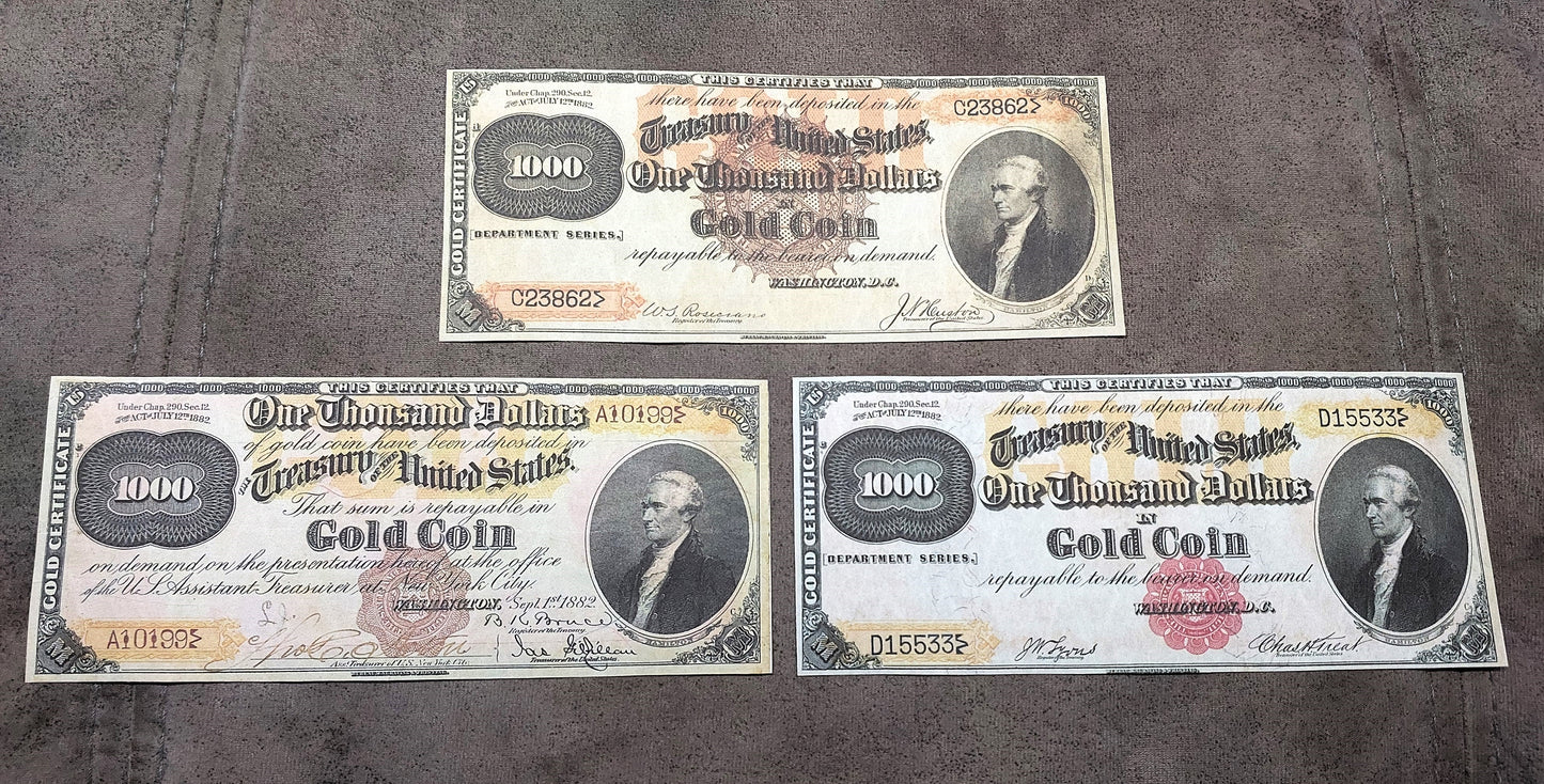 Nachdruck auf Papier mit W/M Vereinigte Staaten 1882 Alle Arten Golddollar KOSTENLOSER VERSAND