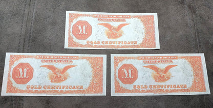 Réimpression sur papier avec filigrane États-Unis 1882 Toutes les pièces d'un dollar en or LIVRAISON GRATUITE