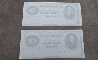 Réimpression sur papier avec filigrane Certificat or des États-Unis 1888-1900. LIVRAISON GRATUITE