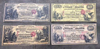 Réimpression sur papier de billet W/M United States National Bank Gold Dollar 1870 LIVRAISON GRATUITE