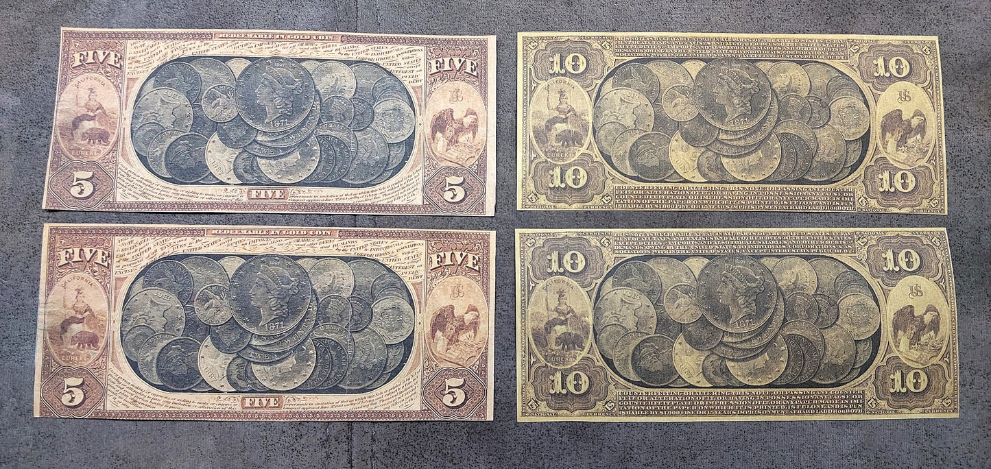 Reprint on paper with W/M United States National Bank Gold Dollar 1870 FREE SHIP