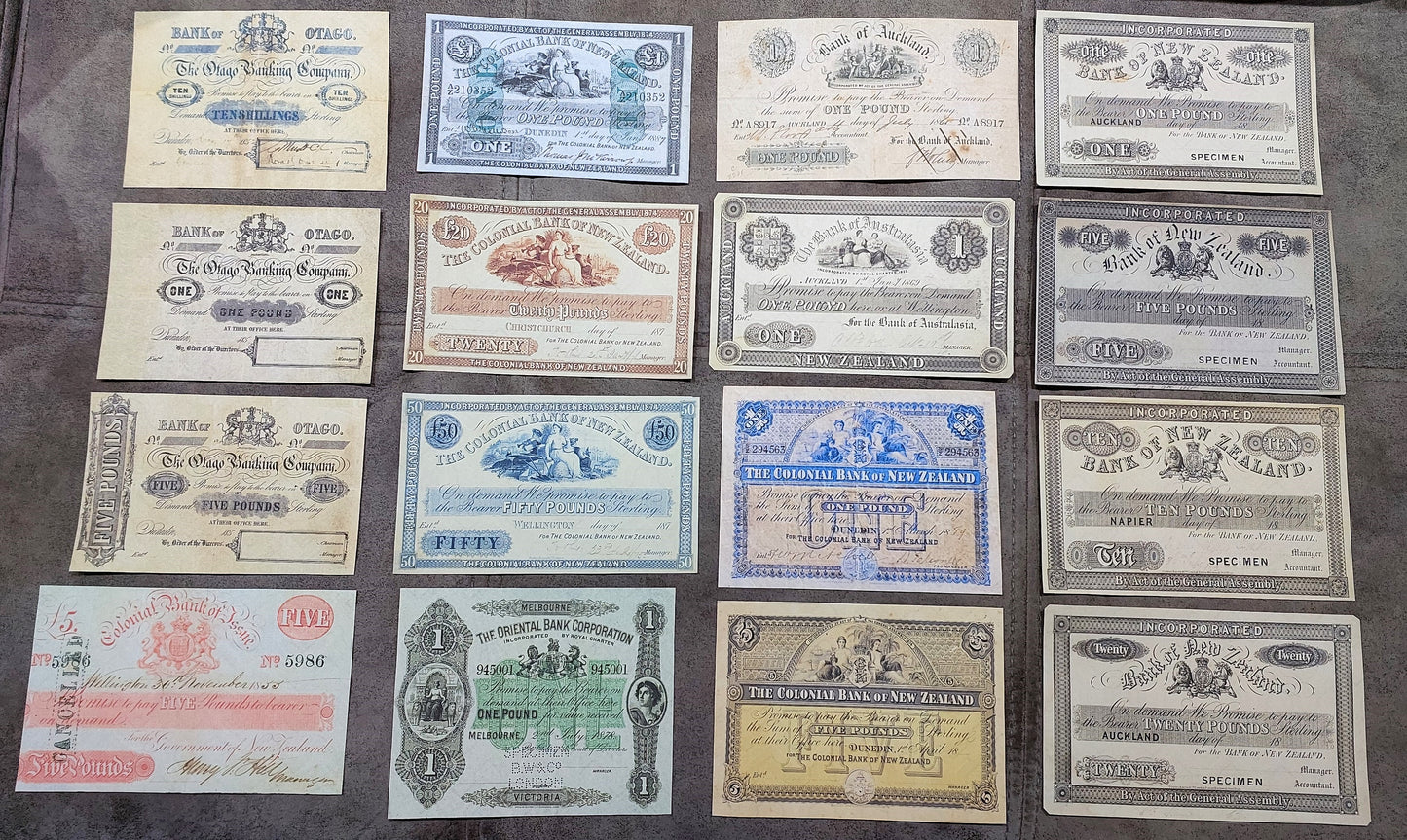 Reprint on paper with W/M Set-I 1852-1889 New Zealand + Australia Free Shipping!