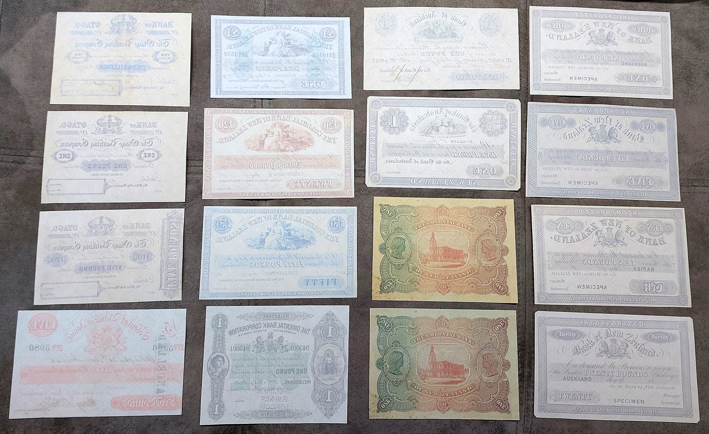 Reprint on paper with W/M Set-I 1852-1889 New Zealand + Australia Free Shipping!