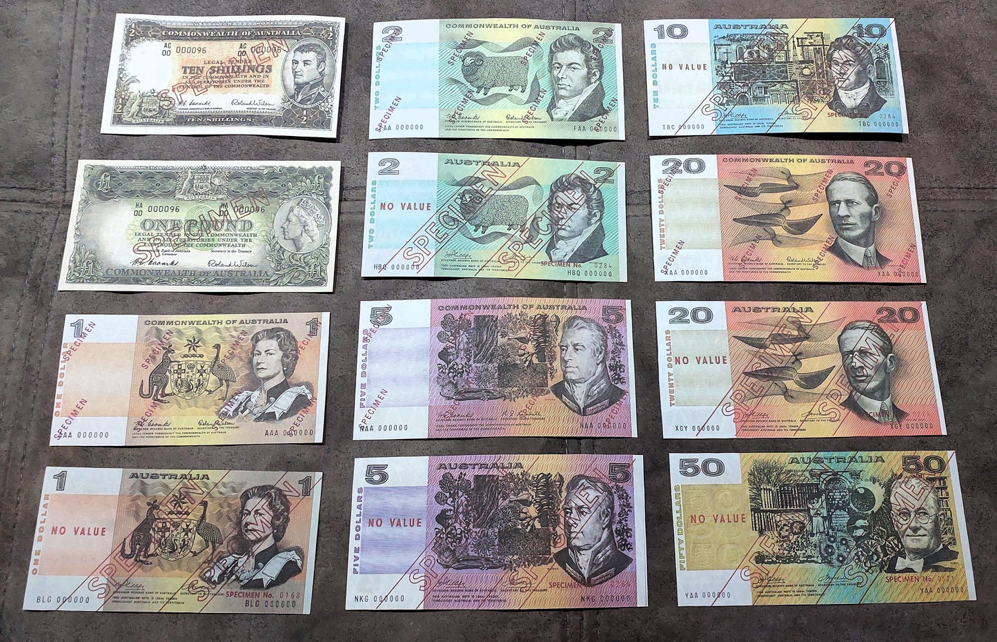 Reprint on paper with W/M Commonwealth of Australia 1953-1974 y. SPECIMENS!!!