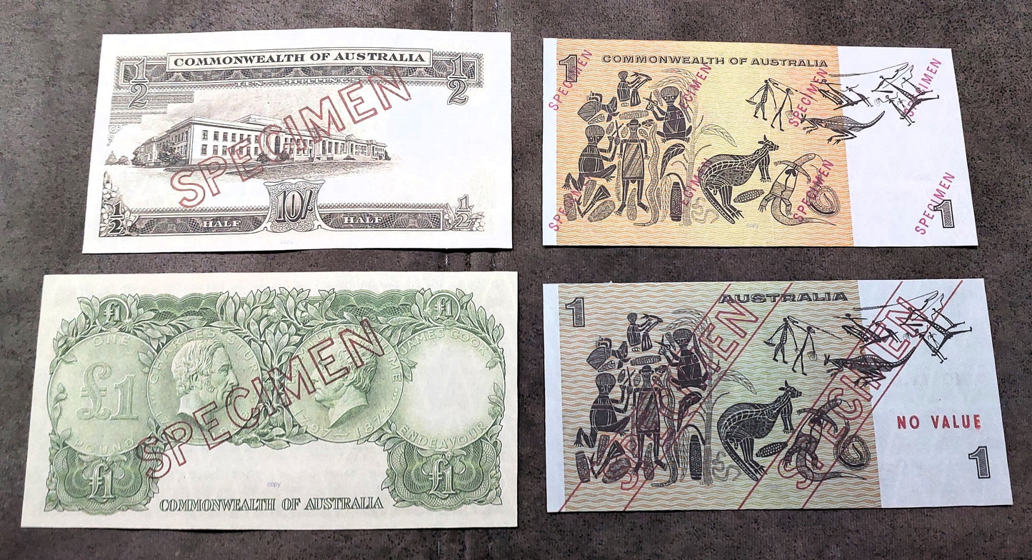 Reprint on paper with W/M Commonwealth of Australia 1953-1974 y. SPECIMENS!!!