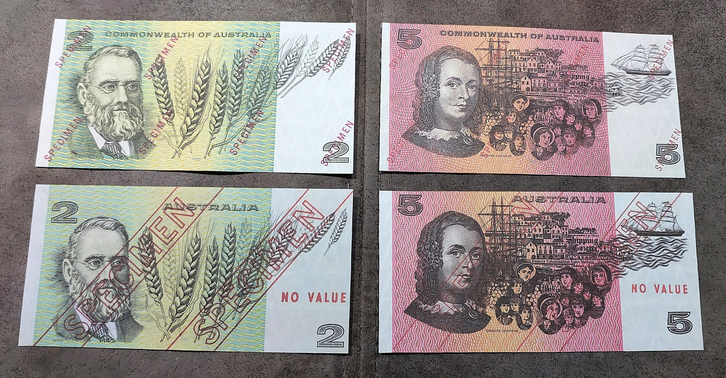 Reprint on paper with W/M Commonwealth of Australia 1953-1974 y. SPECIMENS!!!