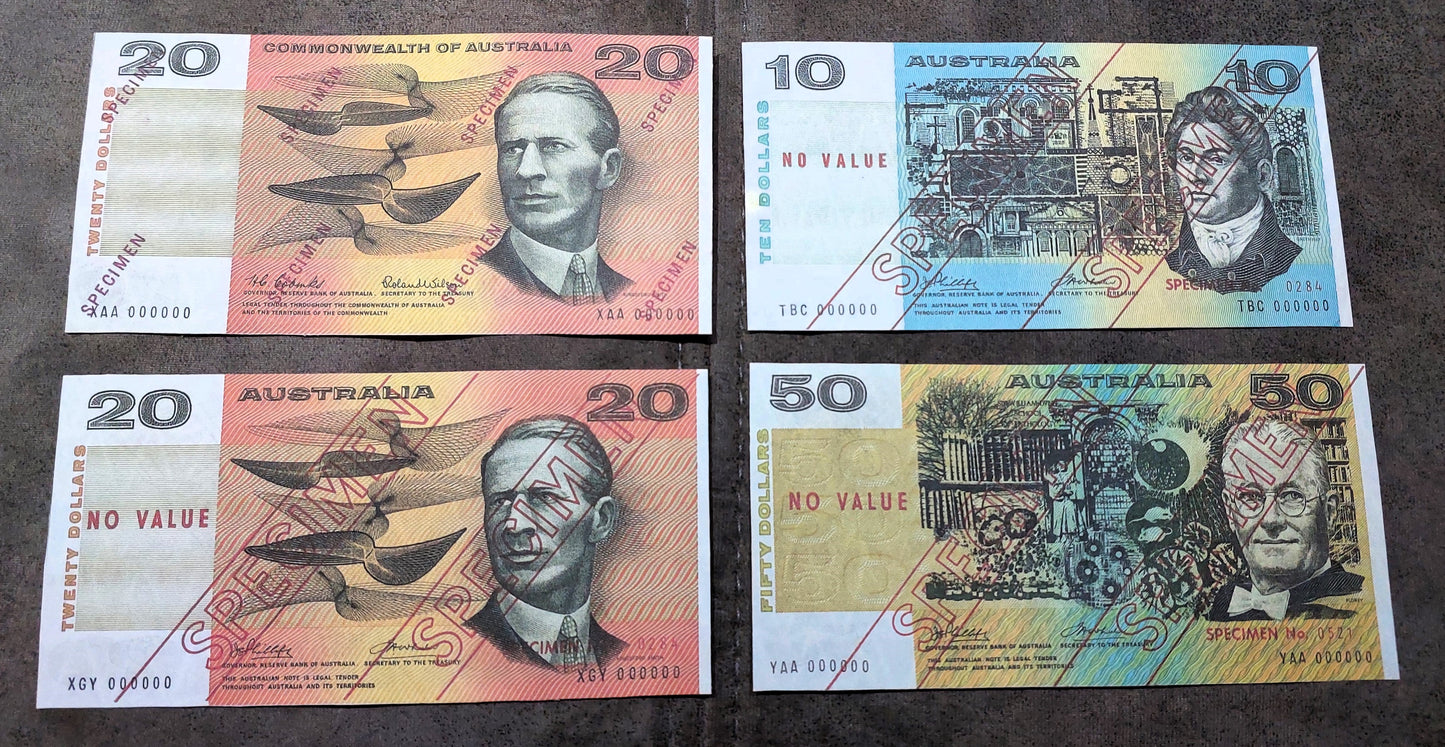 Reprint on paper with W/M Commonwealth of Australia 1953-1974 y. SPECIMENS!!!