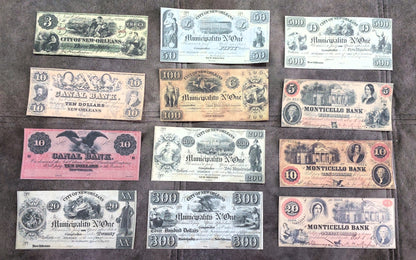 Réimpression Billets de banque américains obsolètes 1837-1868 y. SET-F, LIVRAISON GRATUITE
