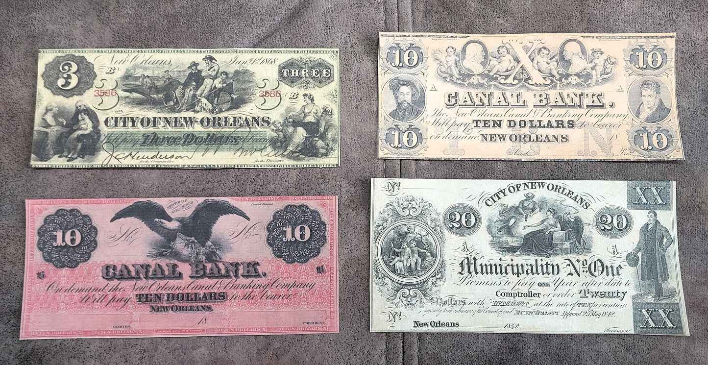 Reprint on paper with W/M United States Obsolete Currency 1837-1868  FREE SHIPP.