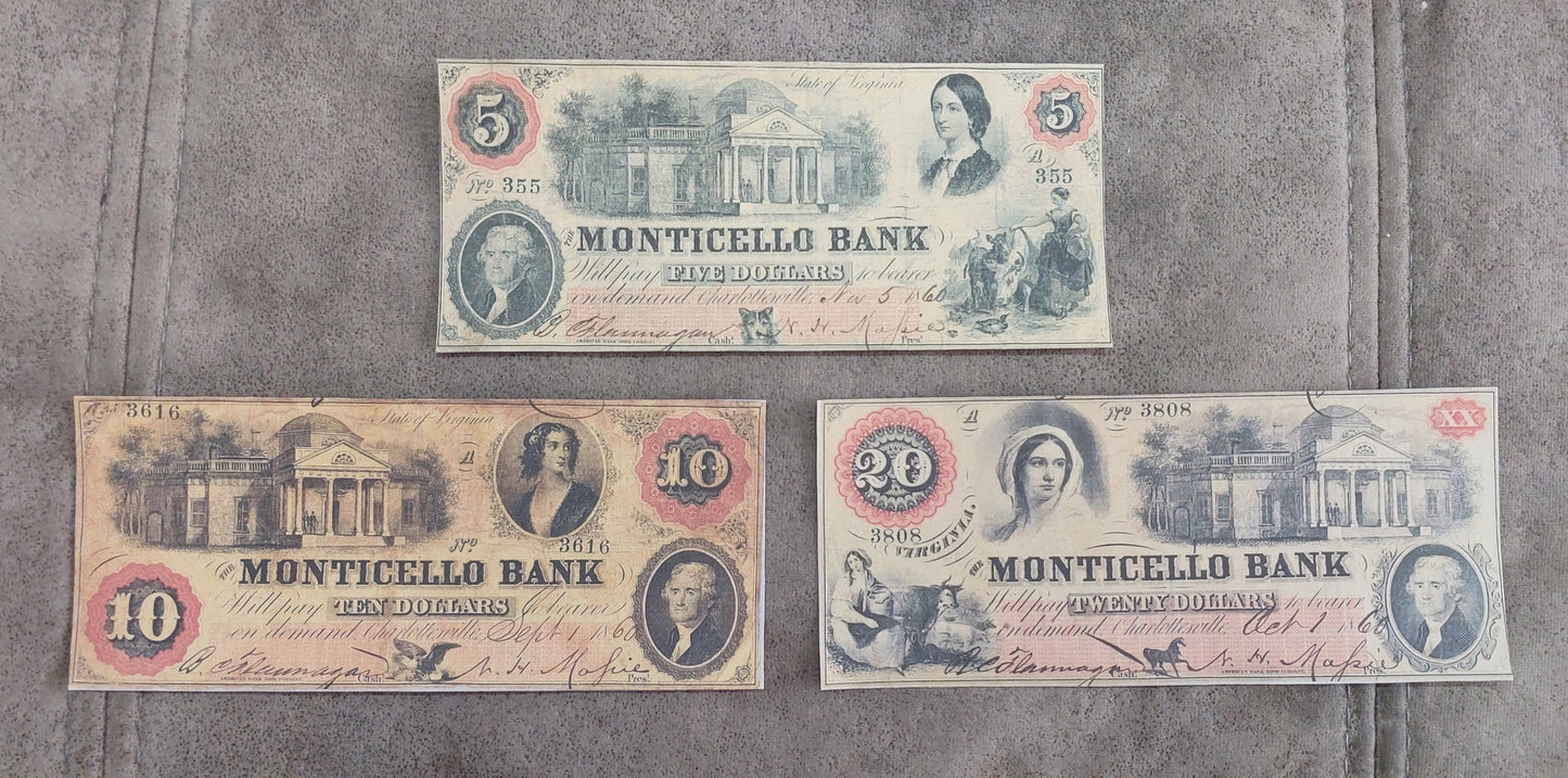 Reprint on paper with W/M United States Obsolete Currency 1837-1868  FREE SHIPP.