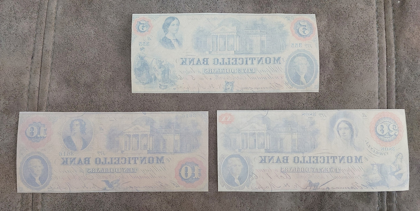Reprint on paper with W/M United States Obsolete Currency 1837-1868  FREE SHIPP.