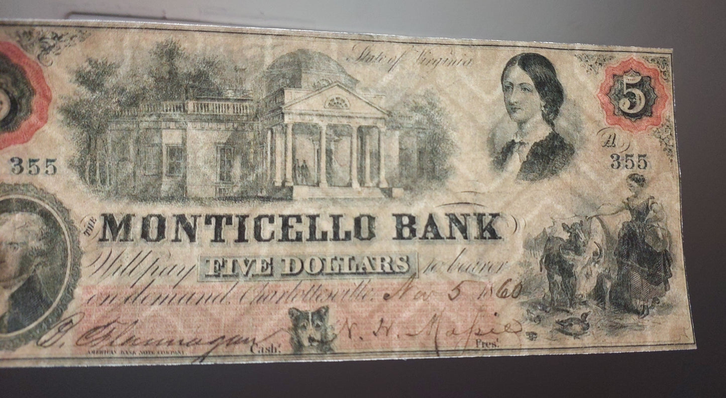 Reprint on paper with W/M United States Obsolete Currency 1837-1868  FREE SHIPP.