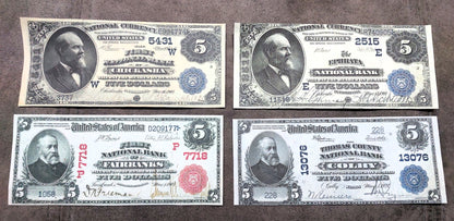 Réimpression sur papier avec filigrane États-Unis 1882-1927 National Bank DATE BACK !!!