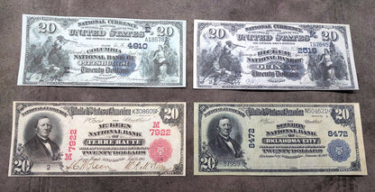 Réimpression sur papier avec filigrane États-Unis 1882-1927 National Bank DATE BACK !!!