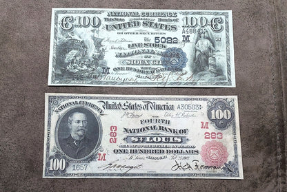 Réimpression sur papier avec filigrane États-Unis 1882-1927 National Bank DATE BACK !!!