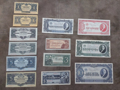 Réimpression sur papier avec filigrane Russie 1934-1938 Rouble et Tchervonets LIVRAISON GRATUITE !!!