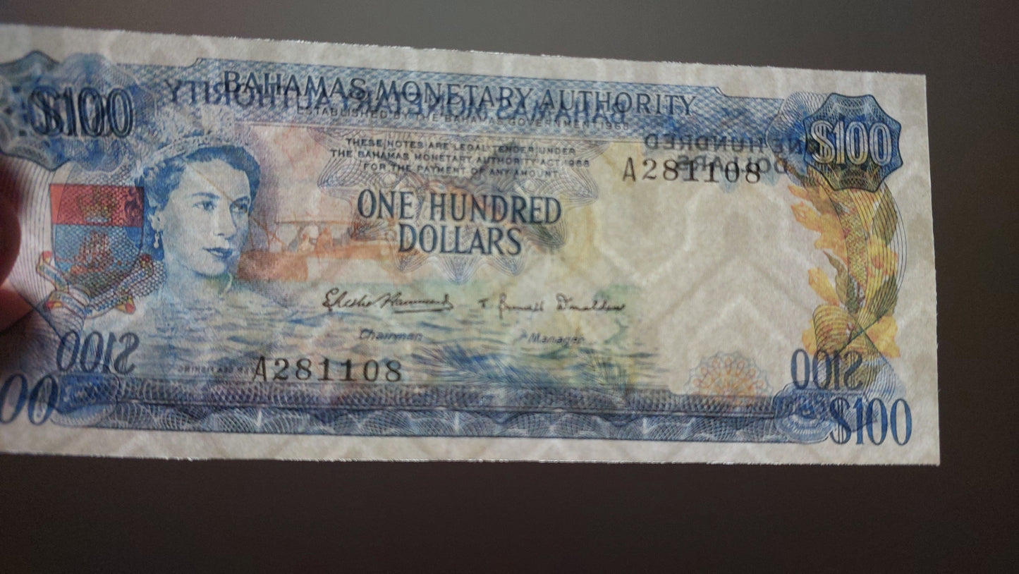 Reprint on paper with W/M Bahamas 1953-1974 y. UK colony.