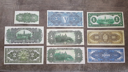 Réimpression sur papier avec filigrane (SET-A) Dominion Bank of Canada 1900-1917. Livraison gratuite