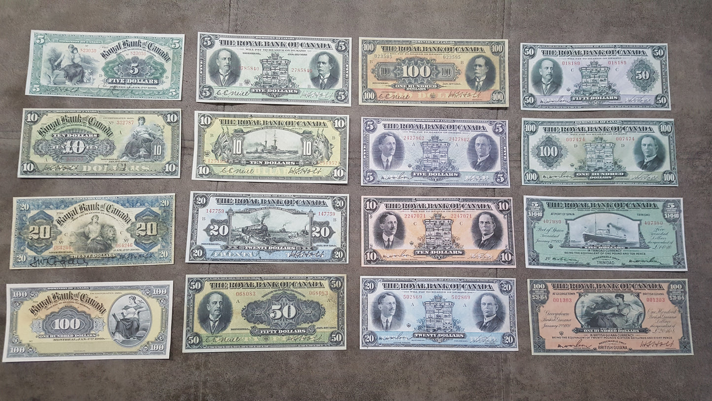 Reprint on paper  with W/M The Royal Bank of Canada 1909-1927 y. Dollar FREE SHIPPING.
