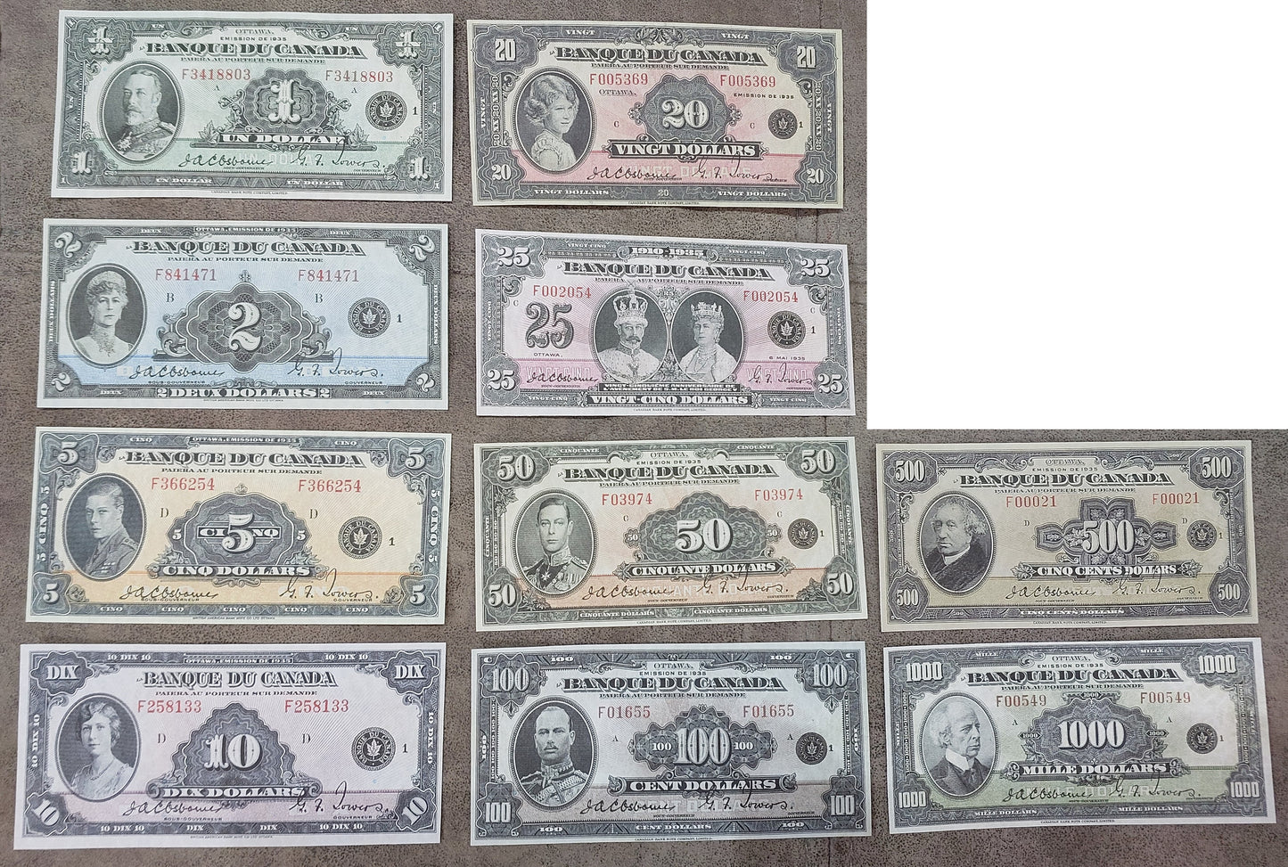 Reprint on paper  with W/M Canada (SET-B) 1935 printed in French - FREE SHIPPING