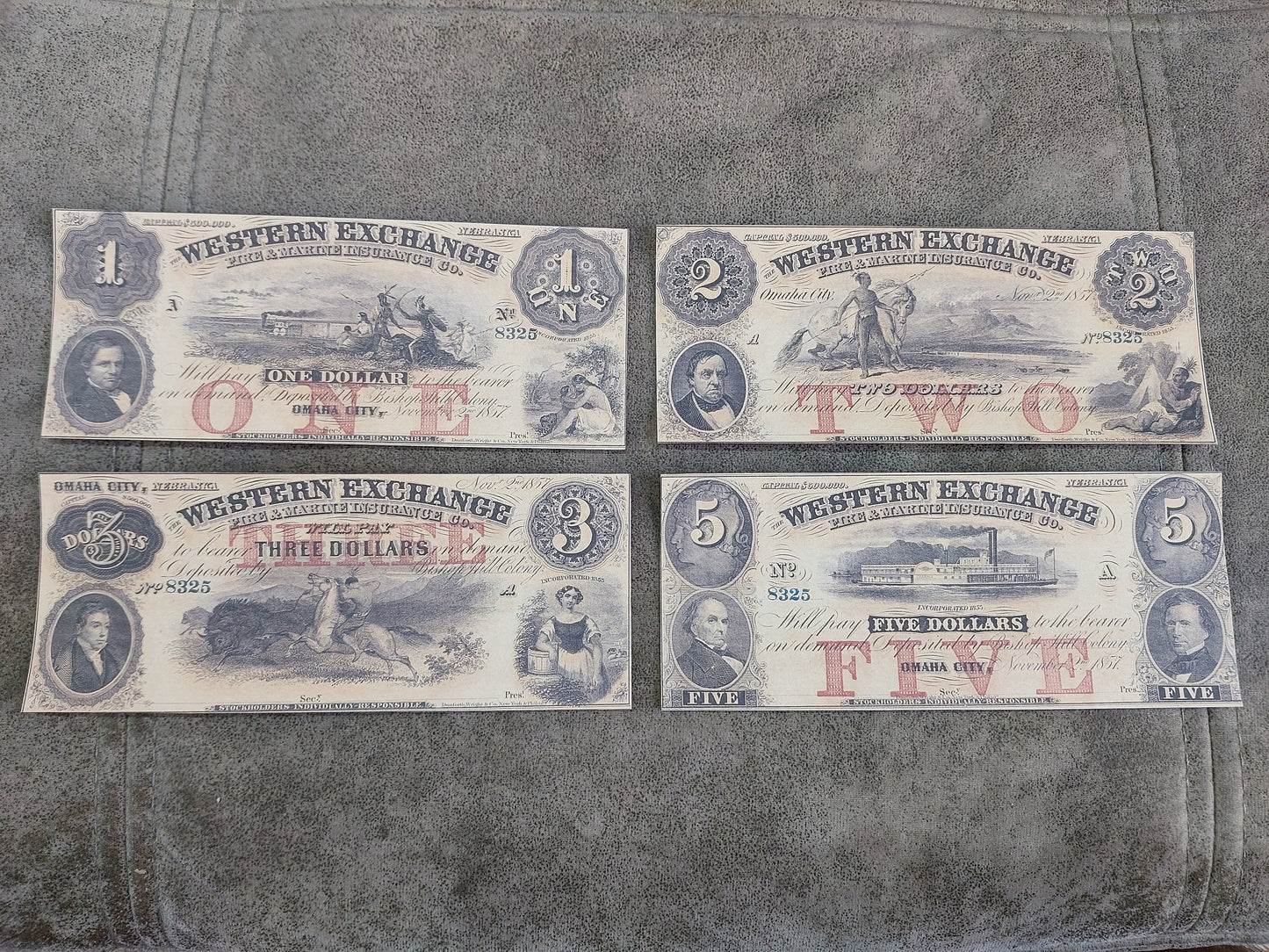 3 Dollar South Carolina Rail Road and 5 Dollar Citizens Bank of Louisiana Notes