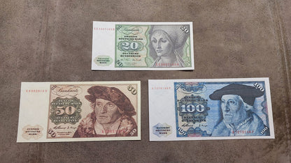Réimpression sur papier avec filigrane Allemagne 20-1000 Marks 1960-1993 y. LIVRAISON GRATUITE !
