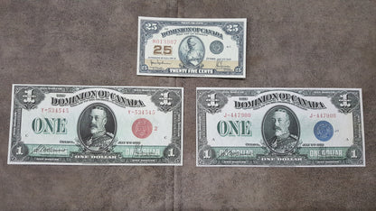Réimpression sur papier avec filigrane SET-A Banque Dominion du Canada 1923-1924. Livraison gratuite
