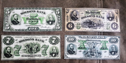 Réimpression sur papier avec filigrane Canada Molsons Bank 1871 - 1922. LIVRAISON GRATUITE !!!