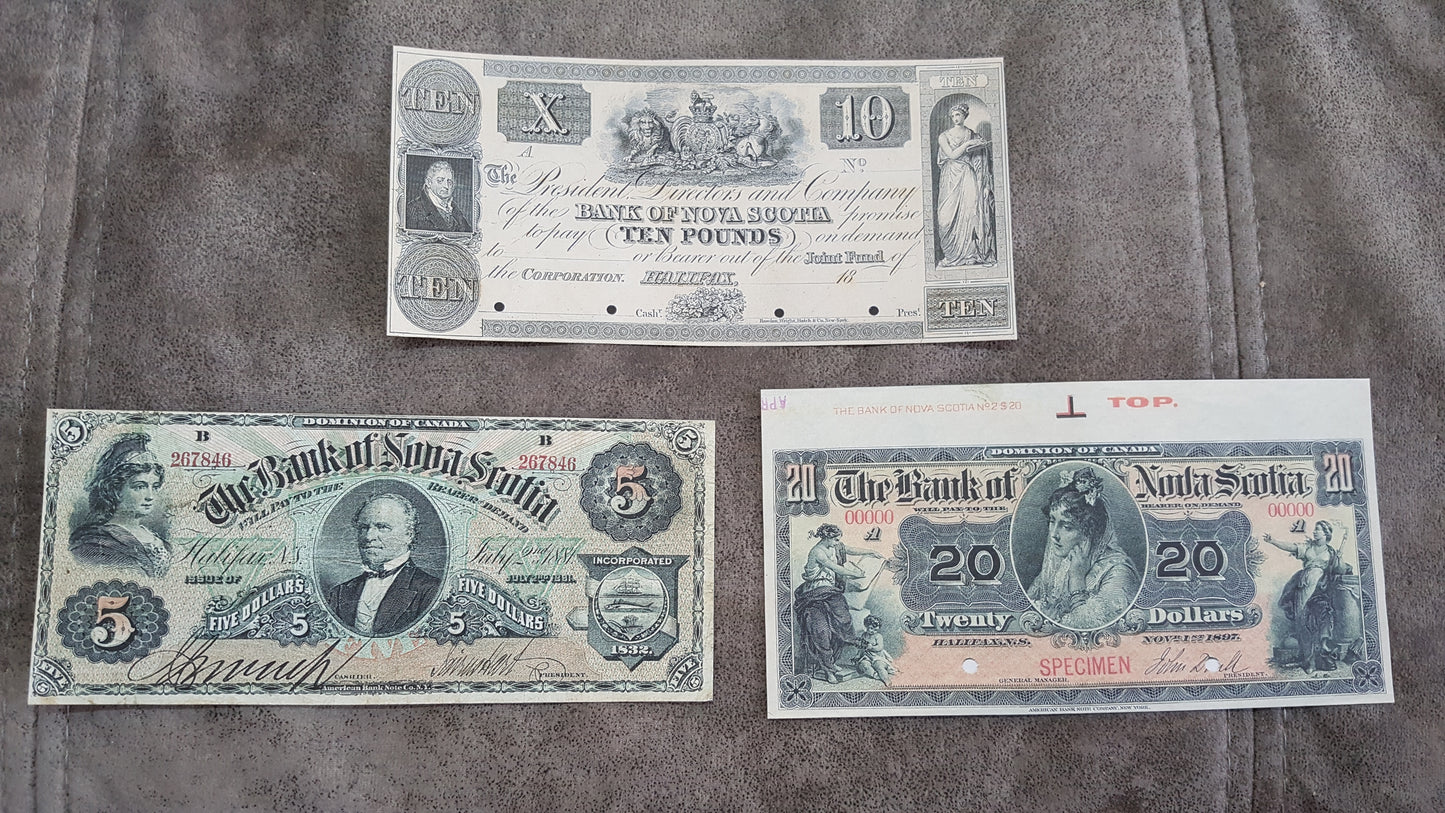 Reprint on paper with W/M Canada Bank of Nova Scotia 1852 - 1920 FREE SHIPPING !