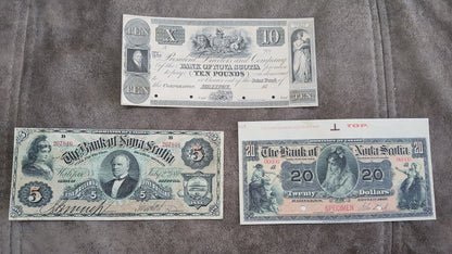 Réimpression sur papier avec filigrane Canada Banque de la Nouvelle-Écosse 1852 - 1920 LIVRAISON GRATUITE !