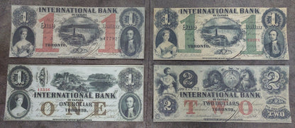 Réimpression sur papier avec filigrane Canada INTERNATIONAL Bank 1858-1859 an. Dollar LIVRAISON GRATUITE