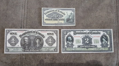 Réimpression sur papier avec filigrane (SET-A) Dominion Bank of Canada 1900-1917. Livraison gratuite